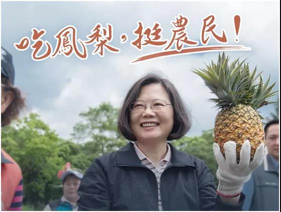 蔡英文手里的菠蘿，像不像一顆手榴彈？